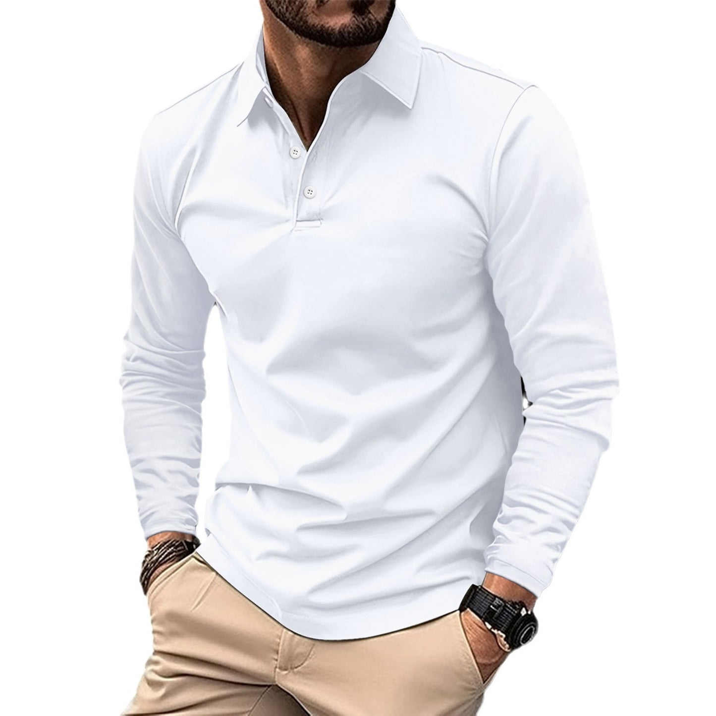 Men's long-sleeved sports polo shirt